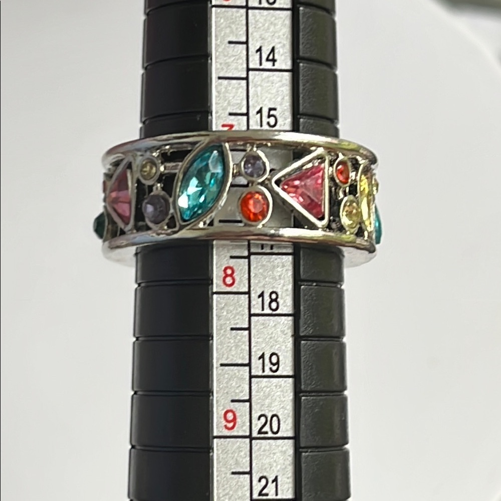 Colorful Multi Gemstone Silver Ring - Picture 2 of 3